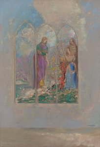 赤い茂み近くの献身 作： Odilon Redon